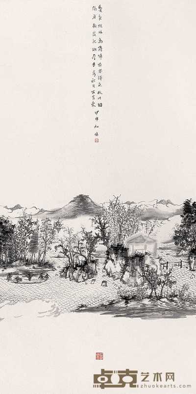 何加林 山水 镜心 136×68cm